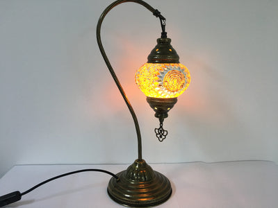 MOSAIC TABLE LAMP, SWAN NECK - TurkishLights.NET