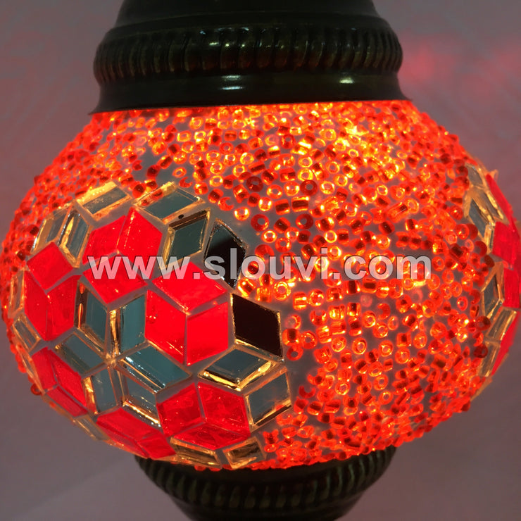 TURKISH MOSAIC TABLE LAMP,  MEDIUM GLOBE - TurkishLights.NET