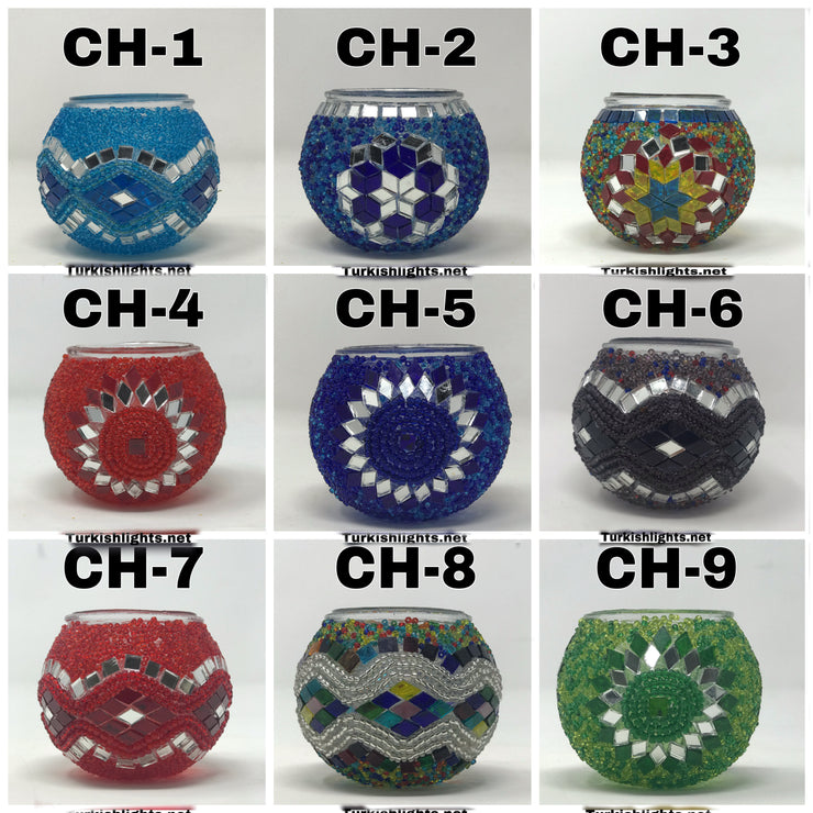 Set Of 4 Turkish Mosaic Candle Holders,ID: 139-13 - TurkishLights.NET