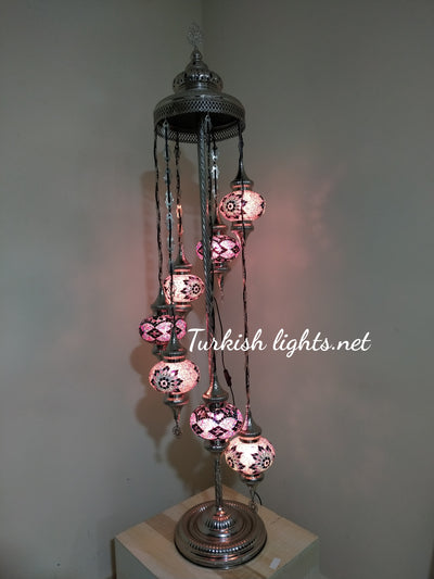 FLOOR LAMP WITH  7 LARGE GLOBES and CHROME FINISH ,ID:131 - TurkishLights.NET