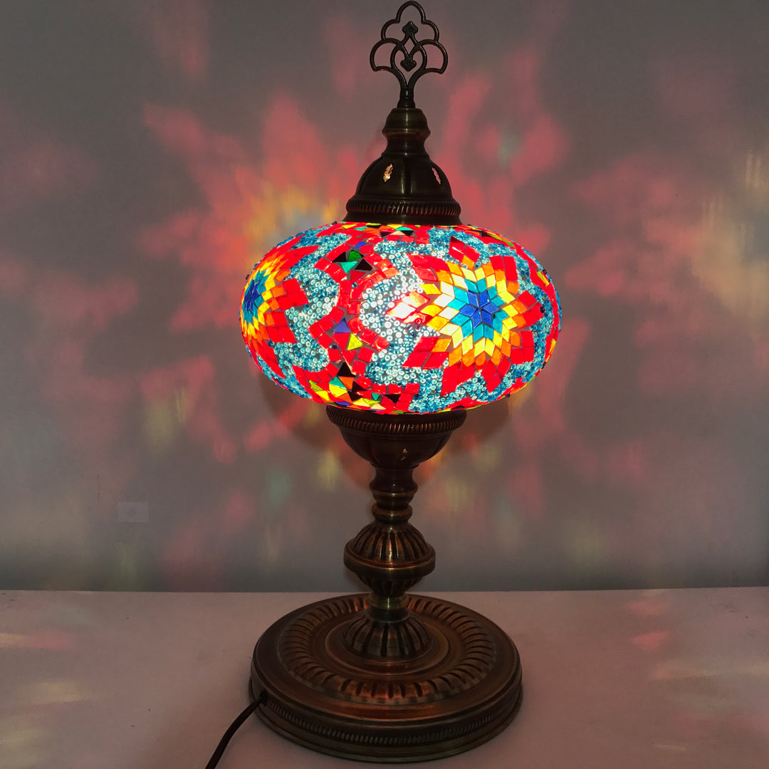 Multicolored Table Lamp, Turkish Handmade Mosaic Lamp, purchases Height 22 inches 9.5