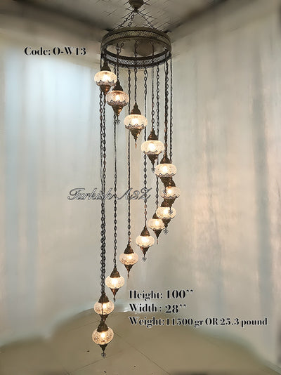 Ottoman Chandelier with 13 Cracked Globes (water drop model) , ID:147 - TurkishLights.NET