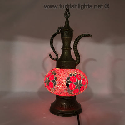 MOSAIC TABLE LAMP, PITCHER (IBRIK) - LARGE GLOBE - TurkishLights.NET