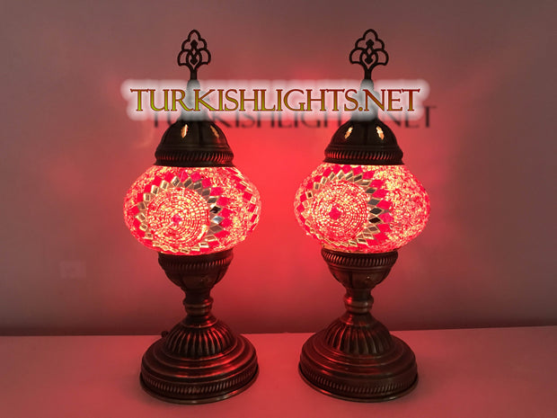 PAIR OF TURKISH MOSAIC TABLE LAMPS,  MEDIUM GLOBES - TurkishLights.NET